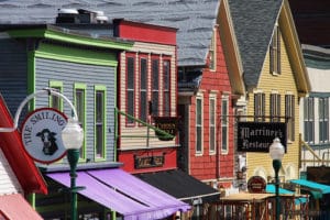 colored structures along Main Street